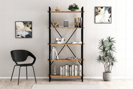Hanah Home Nero Elit Estantería Industrial Atlantic Pine y Negro
